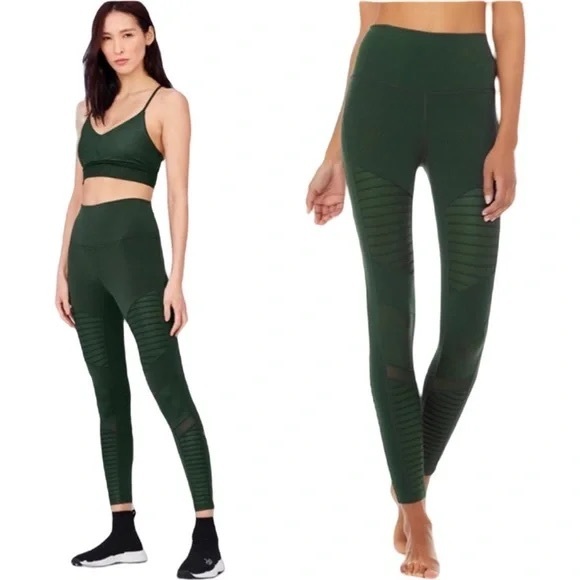 Alo yoga high waist motto hunter green full length leggings 28 Size XS